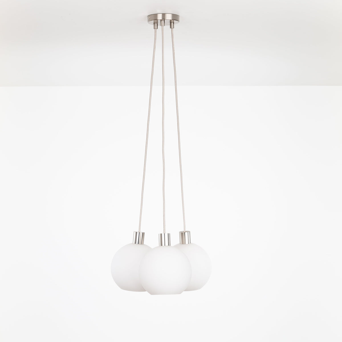 AiO Dot Multiport Chandelier - Glass Globe 3 / Nickel / 8in Matte White
