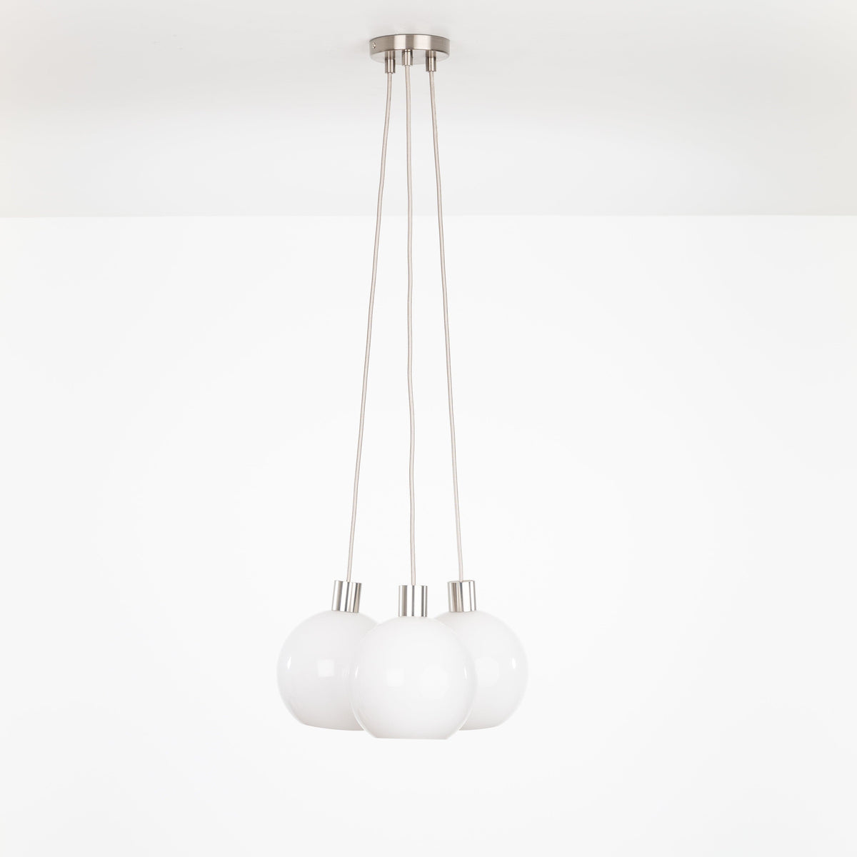 AiO Dot Multiport Chandelier - Glass Globe 3 / Nickel / 8in Milk