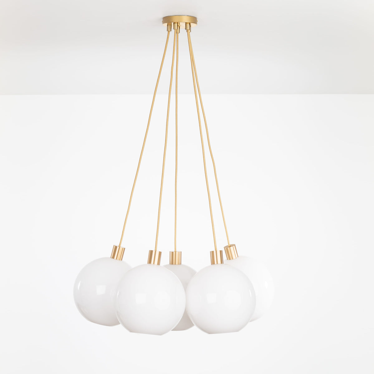 AiO Dot Multiport Chandelier - Glass Globe 5 / Brass / 10in Milk