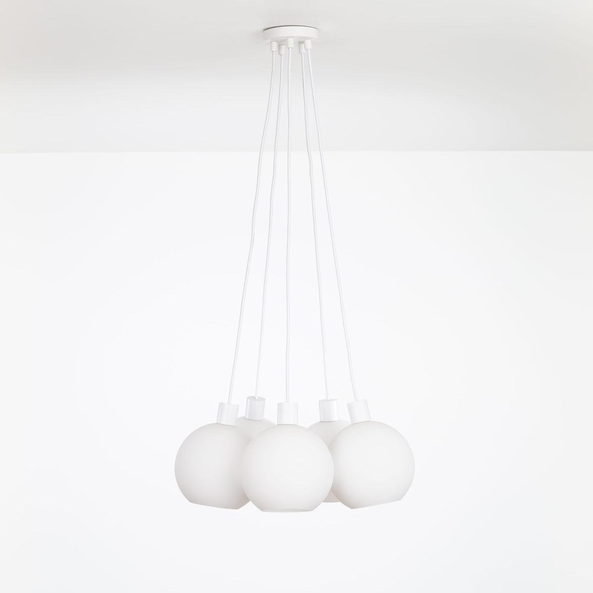 AiO Dot Multiport Chandelier - Glass Globe 5 / White / 8in Matte White