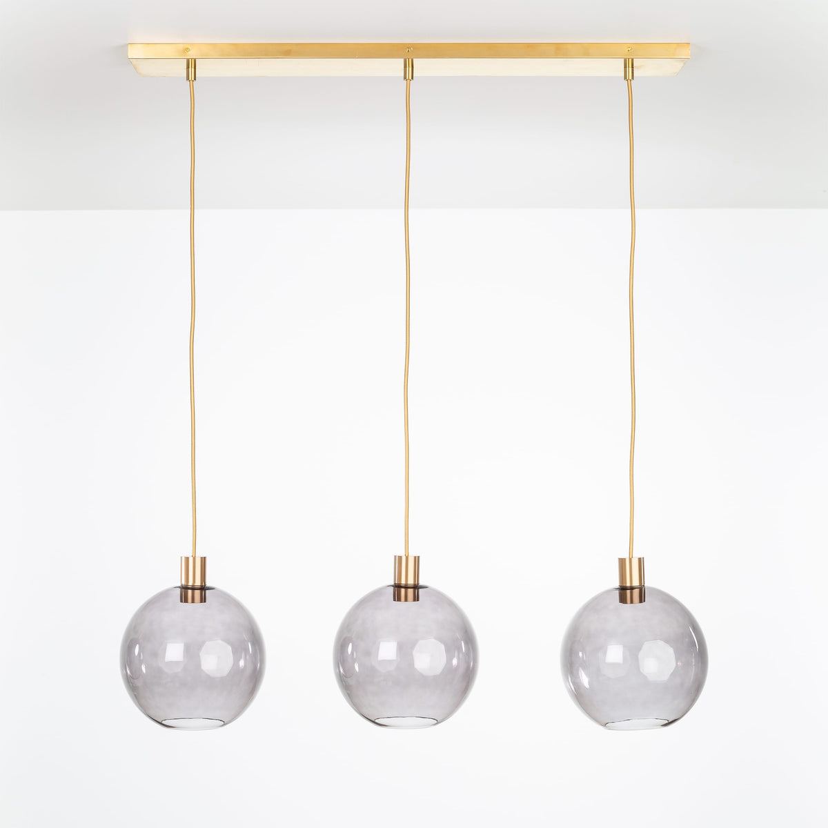 AiO 3-Line Chandelier - Glass Globe Brass / 10in Smoke