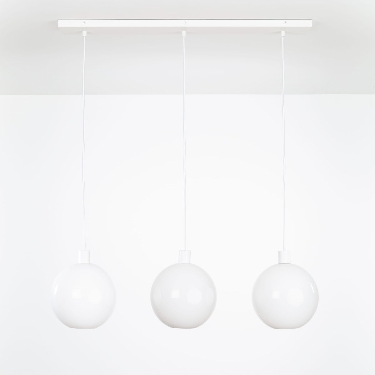 AiO 3-Line Chandelier - Glass Globe White / 10in Milk