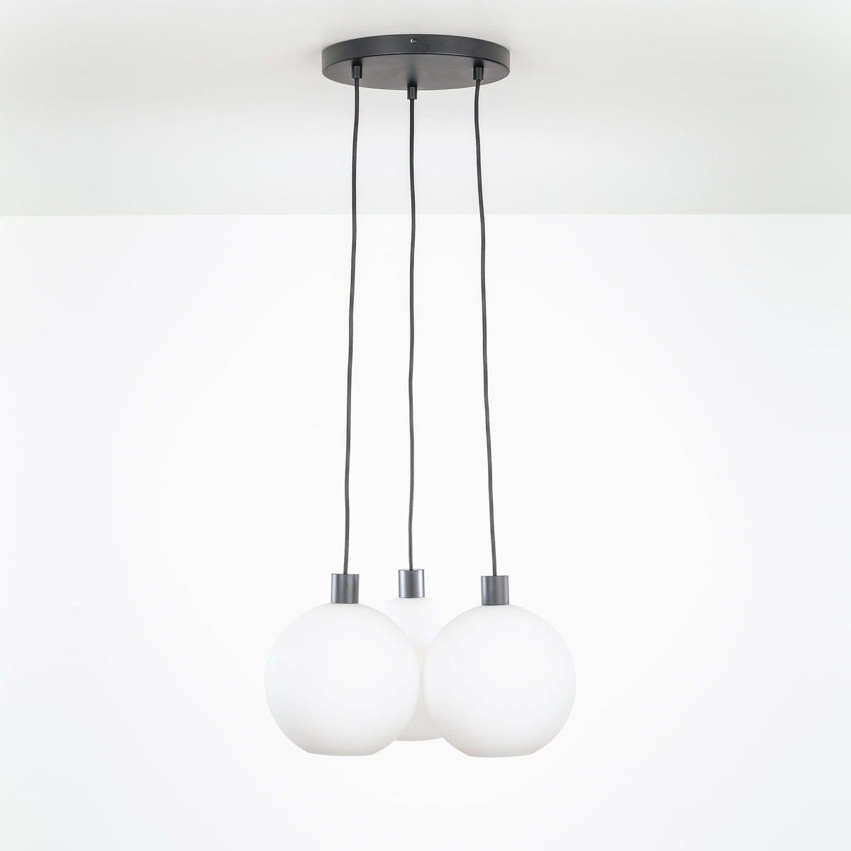 AiO Loop Multiport Chandelier - Glass Globe 3 / Black / 10in Matte White