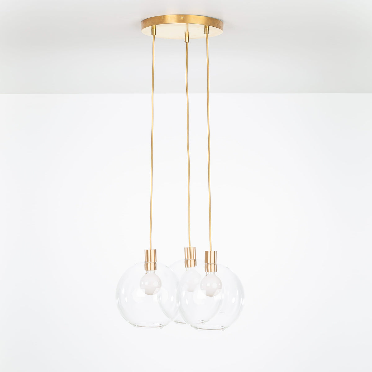 AiO Loop Multiport Chandelier - Glass Globe 3 / Brass / 10in Clear