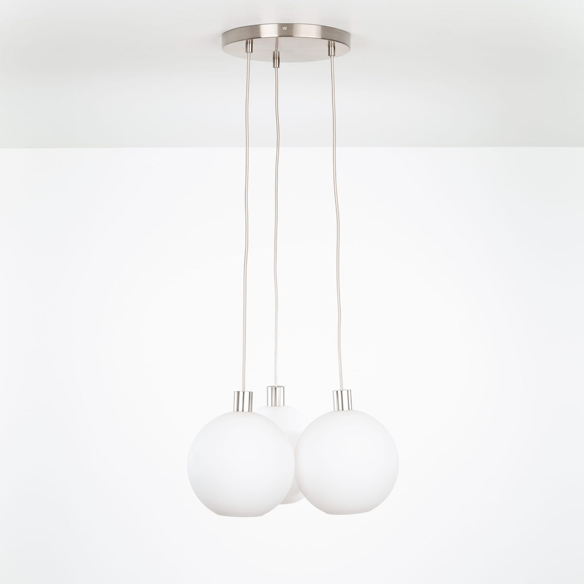 AiO Loop Multiport Chandelier - Glass Globe 3 / Nickel / 10in Matte White
