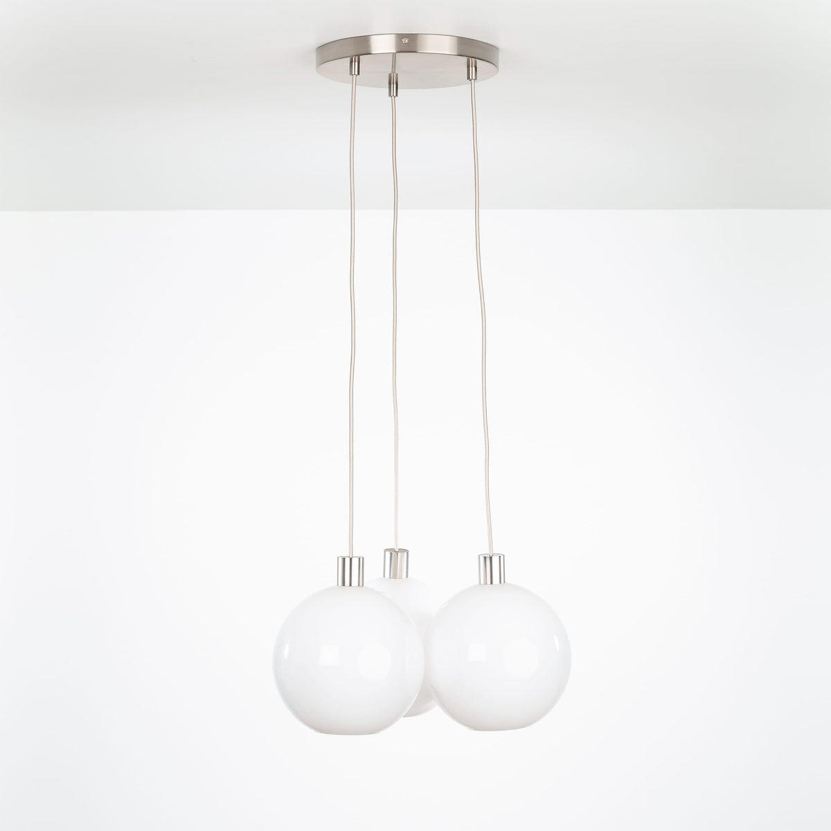 AiO Loop Multiport Chandelier - Glass Globe 3 / Nickel / 10in Milk