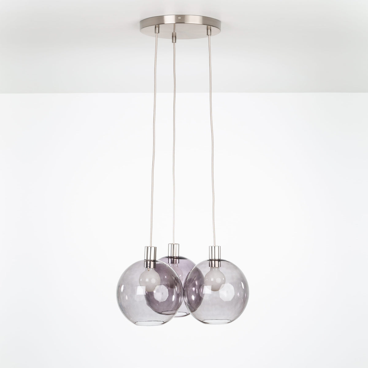 AiO Loop Multiport Chandelier - Glass Globe 3 / Nickel / 10in Smoke