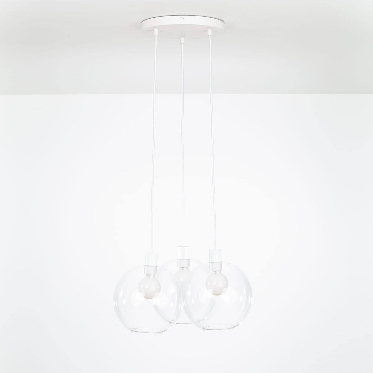 AiO Loop Multiport Chandelier - Glass Globe 3 / White / 10in Clear