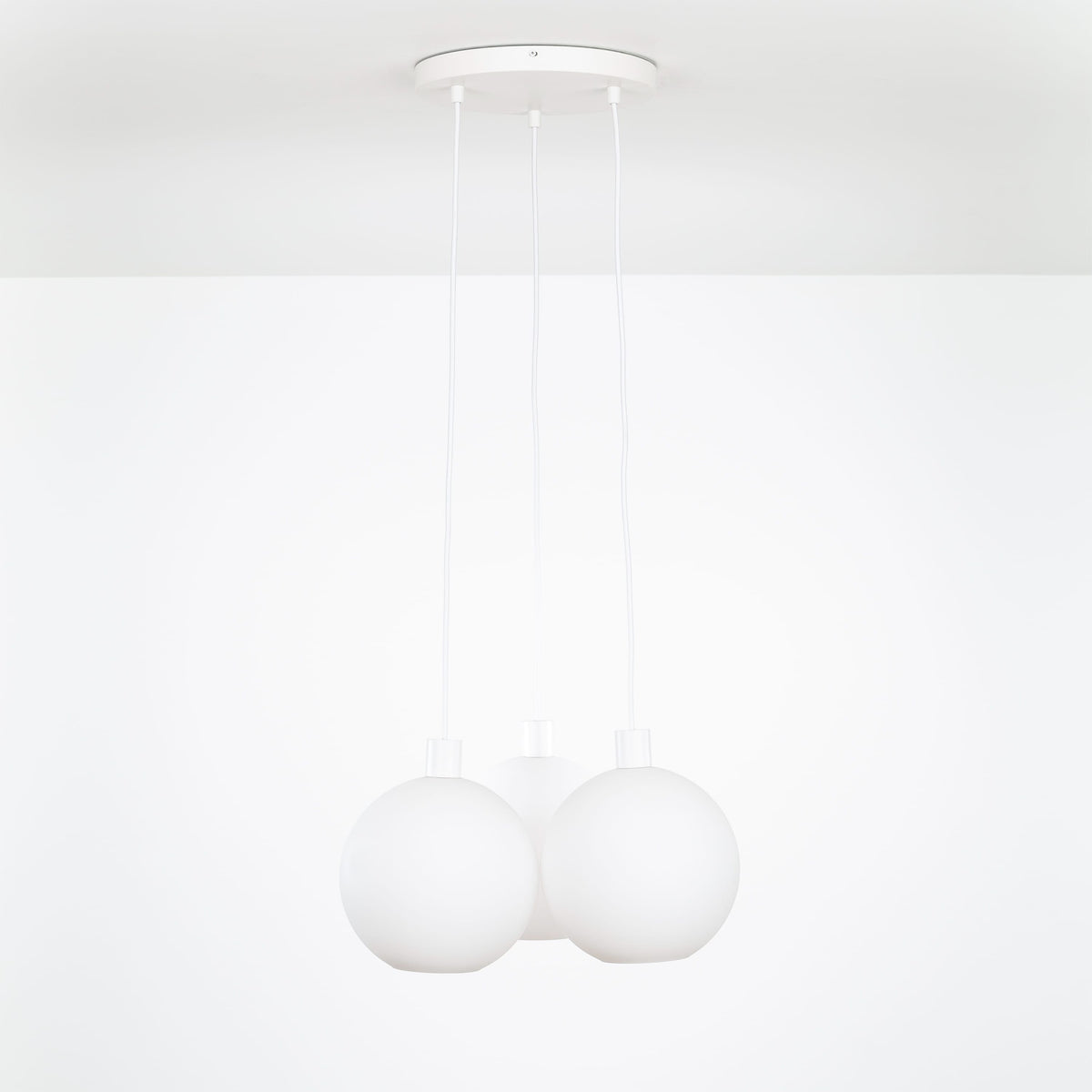 AiO Loop Multiport Chandelier - Glass Globe 3 / White / 10in Matte White