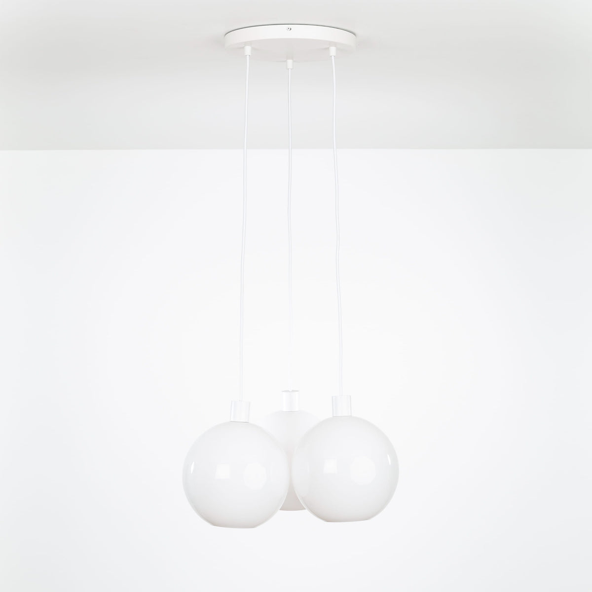AiO Loop Multiport Chandelier - Glass Globe 3 / White / 10in Milk