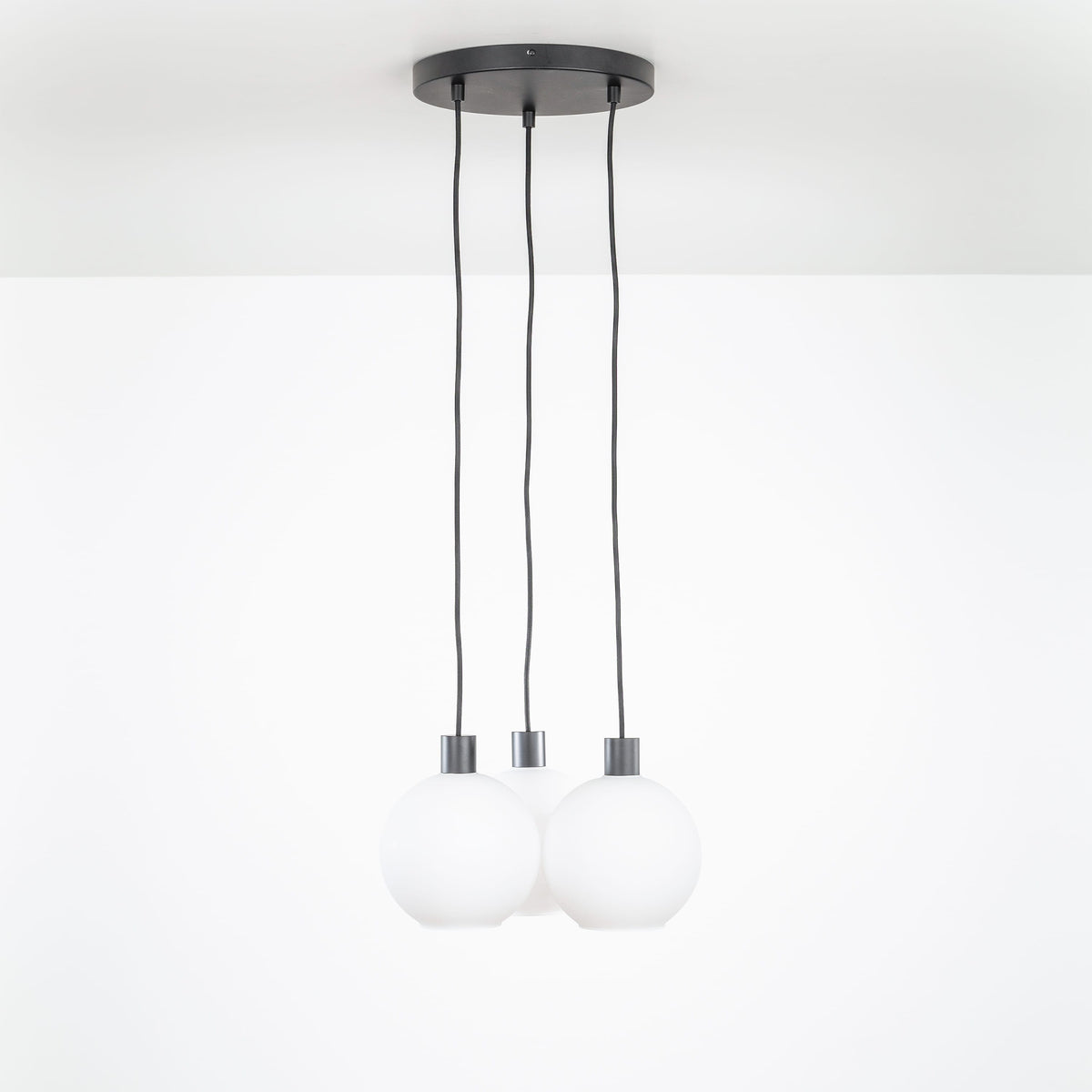 AiO Loop Multiport Chandelier - Glass Globe 3 / Black / 8in Matte White
