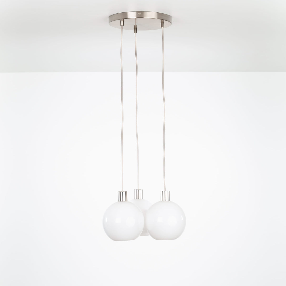 AiO Loop Multiport Chandelier - Glass Globe 3 / Nickel / 8in Milk