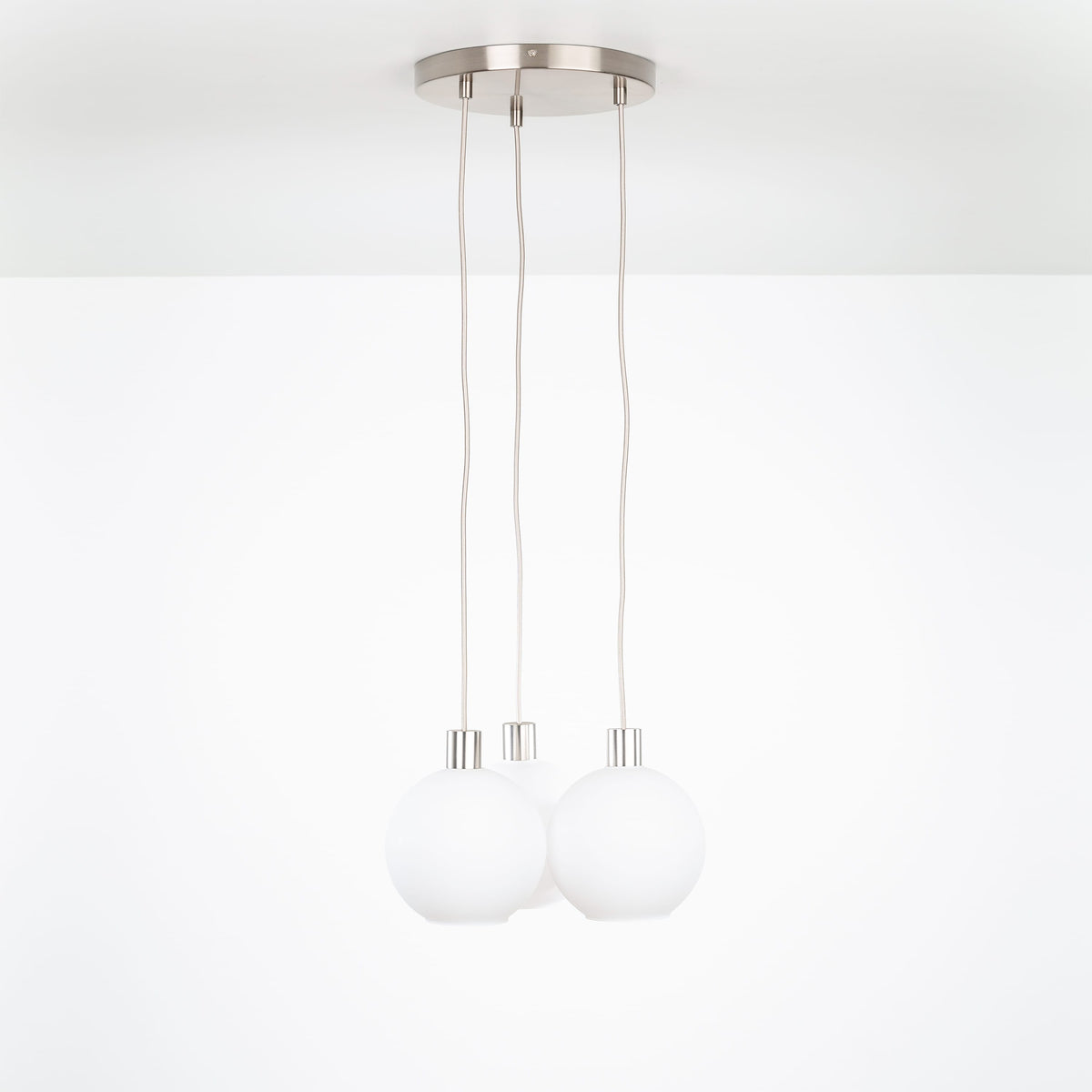 AiO Loop Multiport Chandelier - Glass Globe 3 / Nickel / 8in Matte White
