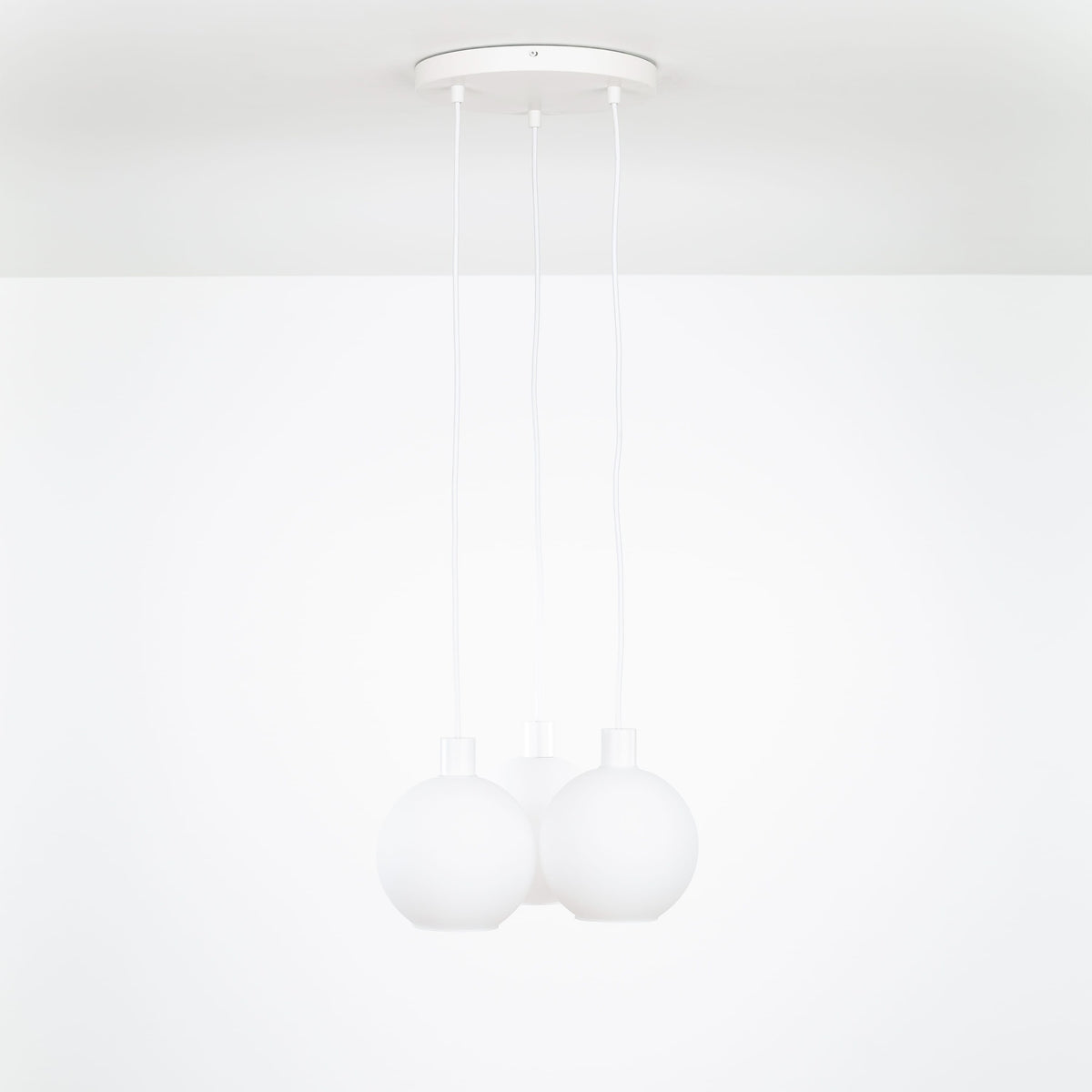 AiO Loop Multiport Chandelier - Glass Globe 3 / White / 8in Matte White