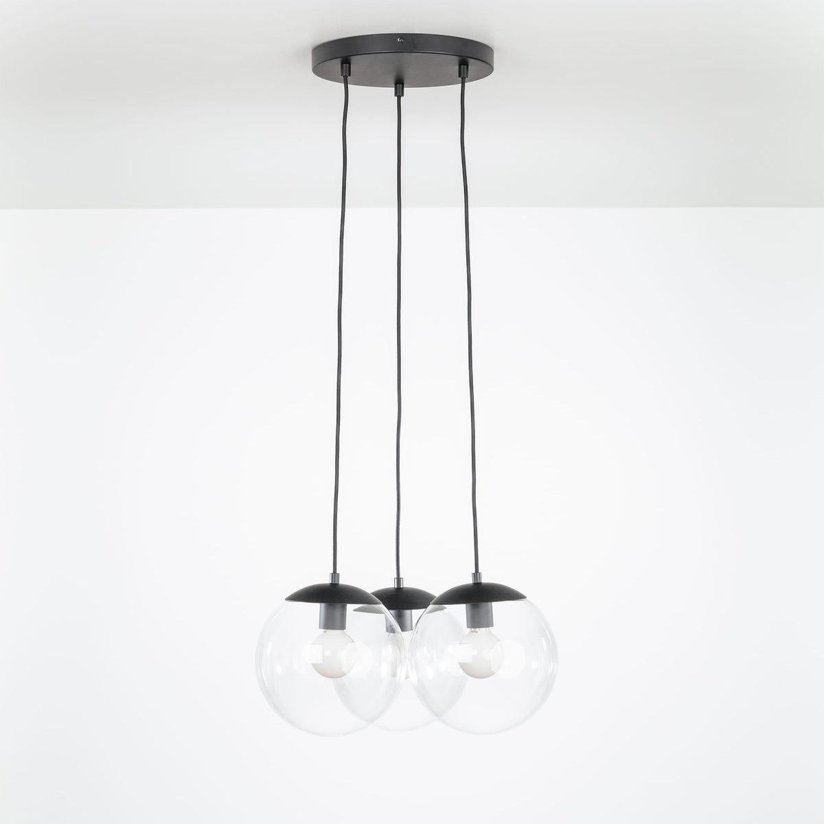 Mod Globe Loop Multiport Chandelier 3 / Black / 10in Clear