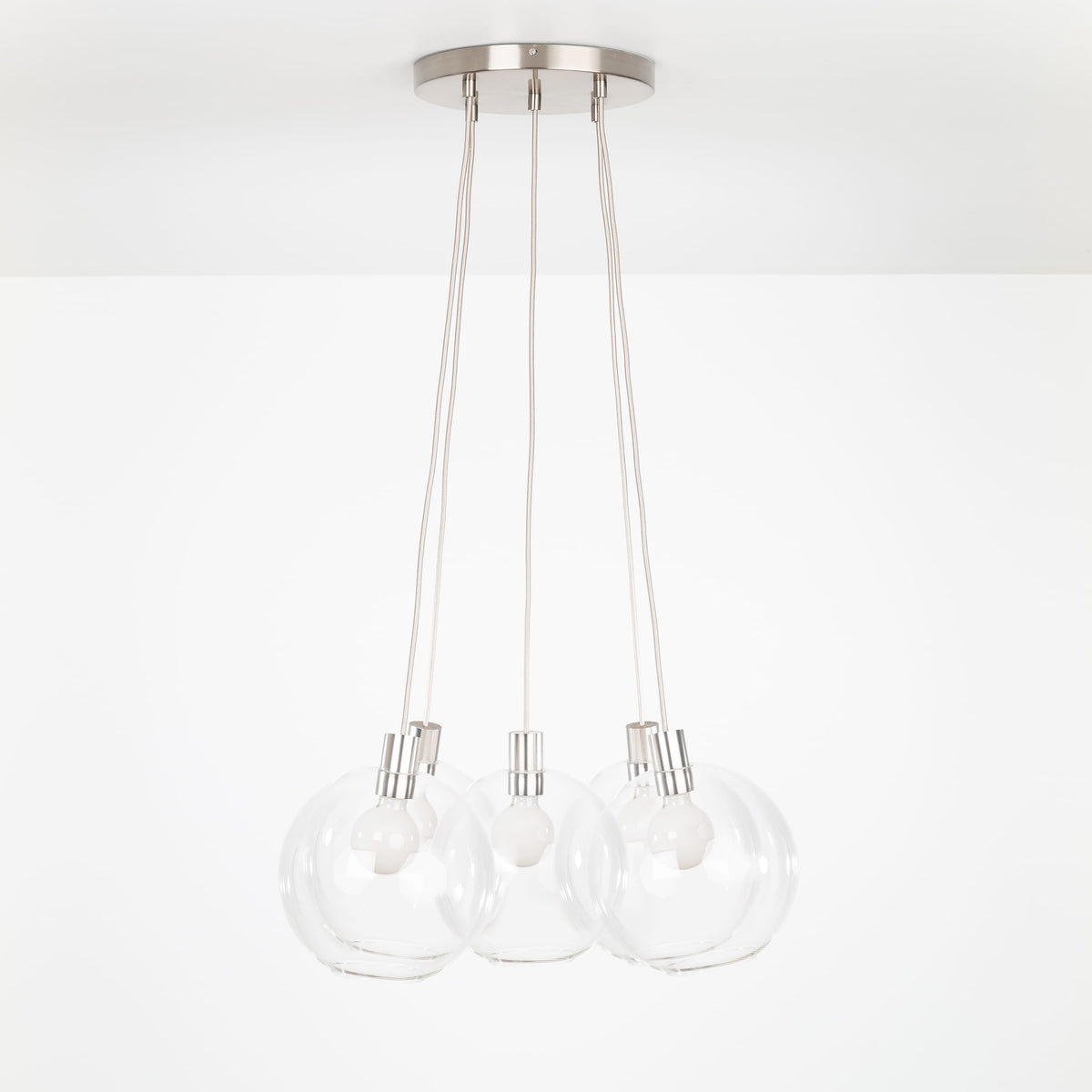 AiO Loop Multiport Chandelier - Glass Globe 5 / Nickel / 10in Clear