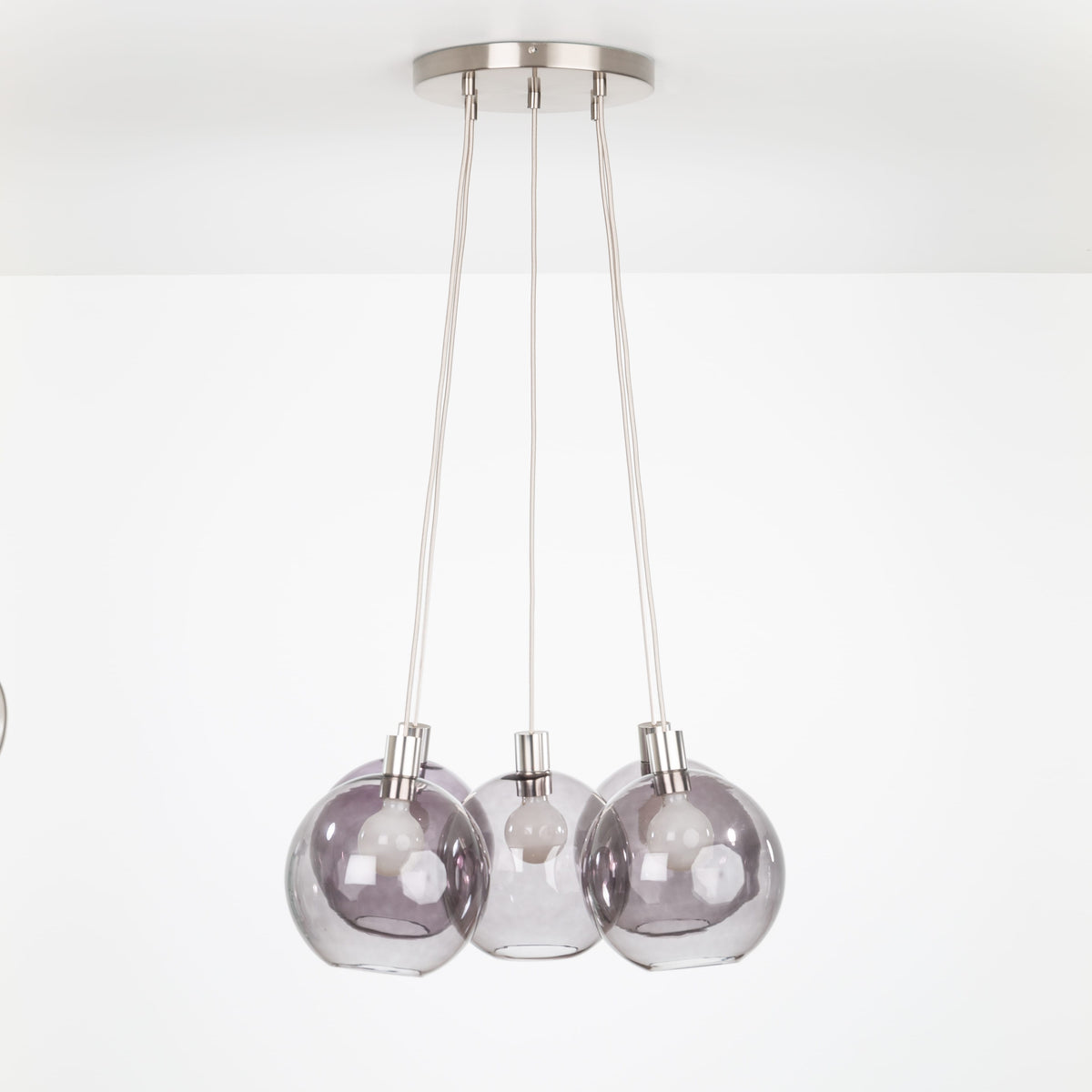 AiO Loop Multiport Chandelier - Glass Globe 5 / Nickel / 10in Smoke