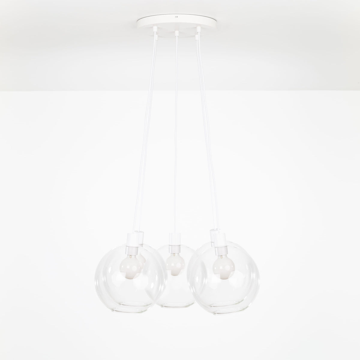AiO Loop Multiport Chandelier - Glass Globe 5 / White / 10in Clear