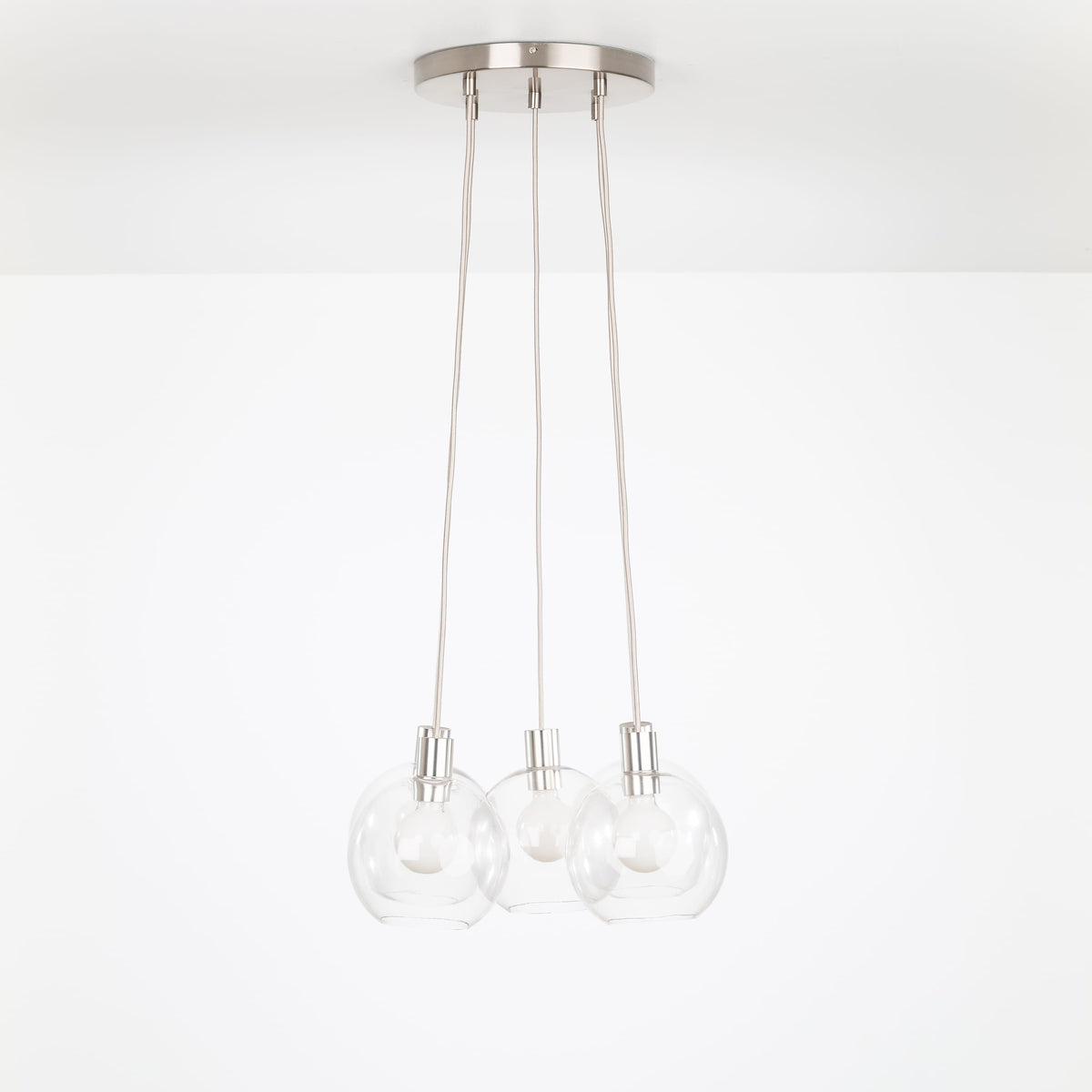 AiO Loop Multiport Chandelier - Glass Globe 5 / Nickel / 8in Clear