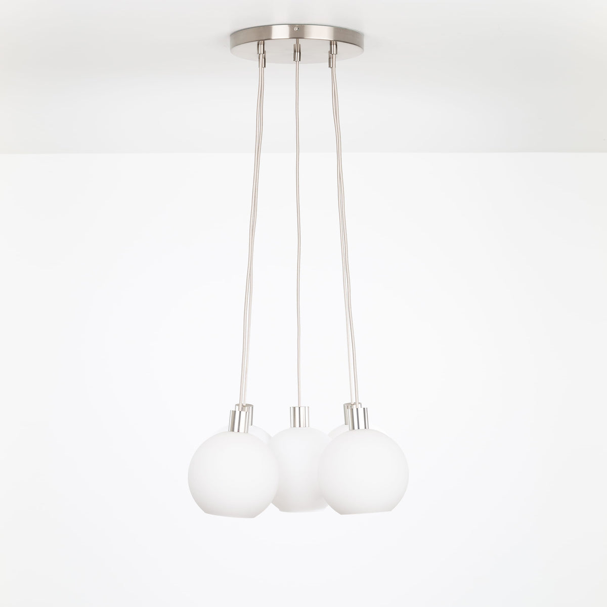 AiO Loop Multiport Chandelier - Glass Globe 5 / Nickel / 8in Matte White
