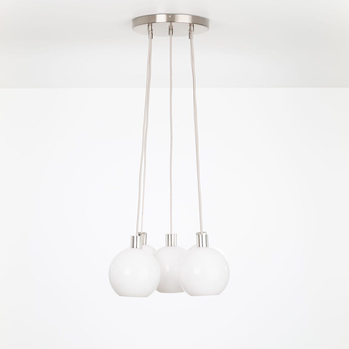 AiO Loop Multiport Chandelier - Glass Globe 5 / Nickel / 8in Milk