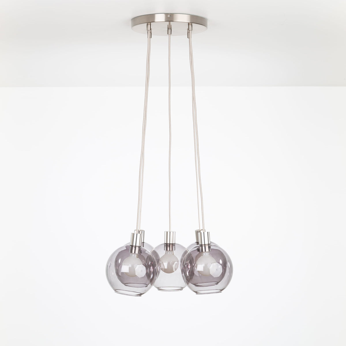 AiO Loop Multiport Chandelier - Glass Globe 5 / Nickel / 8in Smoke