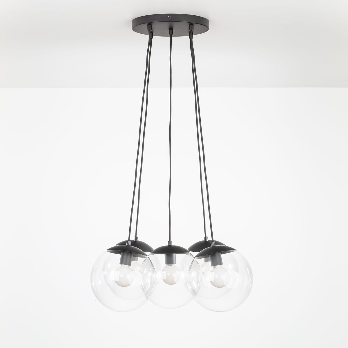 Mod Globe Loop Multiport Chandelier 5 / Black / 10in Clear