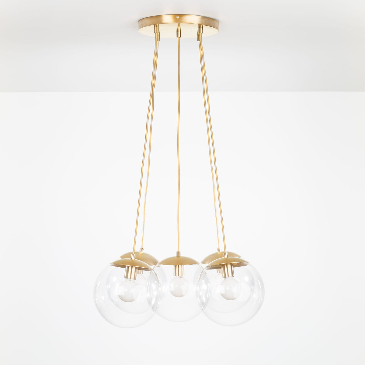 Mod Globe Loop Multiport Chandelier 5 / Brass / 10in Clear