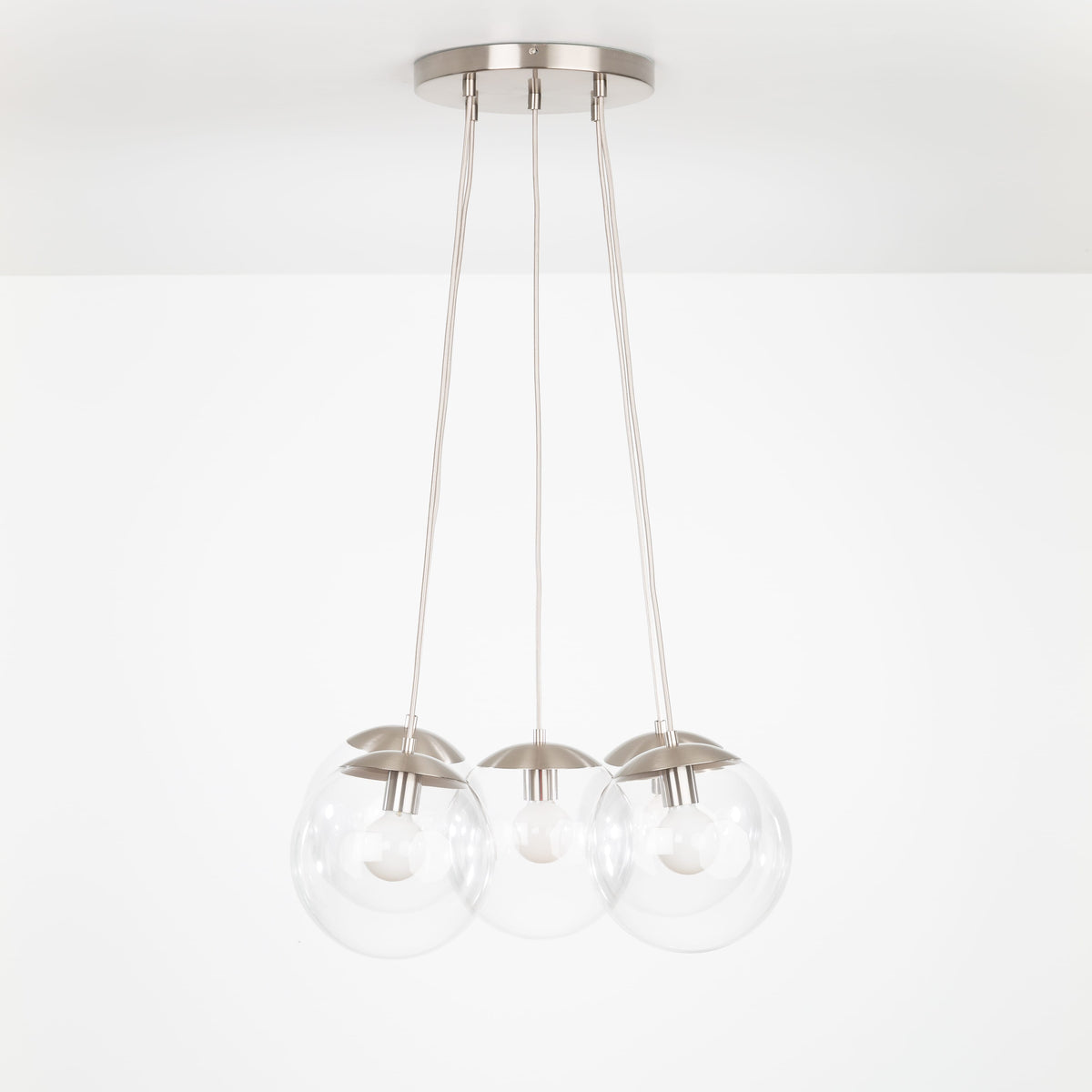 Mod Globe Loop Multiport Chandelier 5 / Nickel / 10in Clear