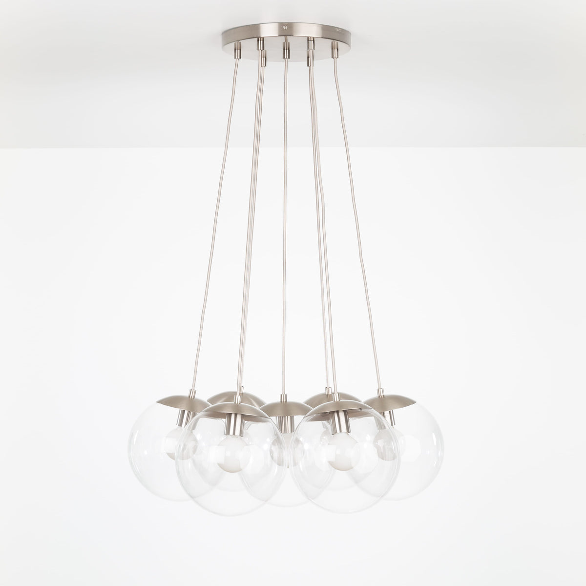 Mod Globe Loop Multiport Chandelier 7 / Nickel / 10in Clear