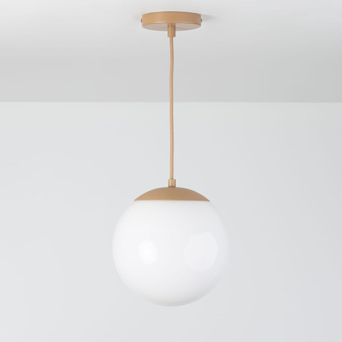 Boutique Mod Glass Globe Ceiling Pendant | 8", 10", 12" Latte / 10in Milk