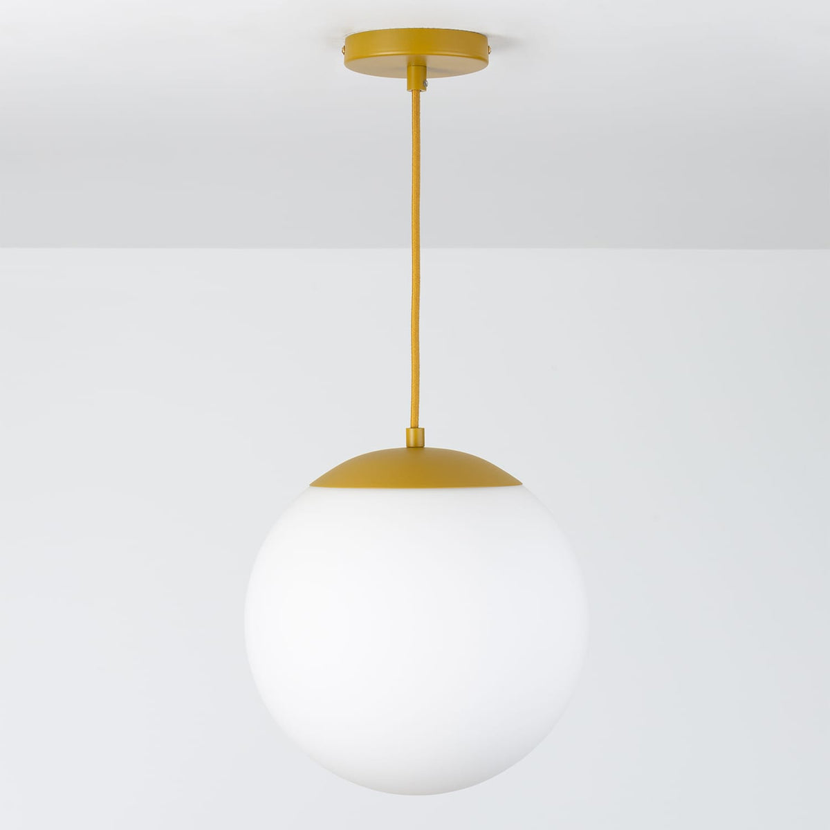 Boutique Mod Glass Globe Ceiling Pendant | 8", 10", 12" Ochre / 12in Matte White