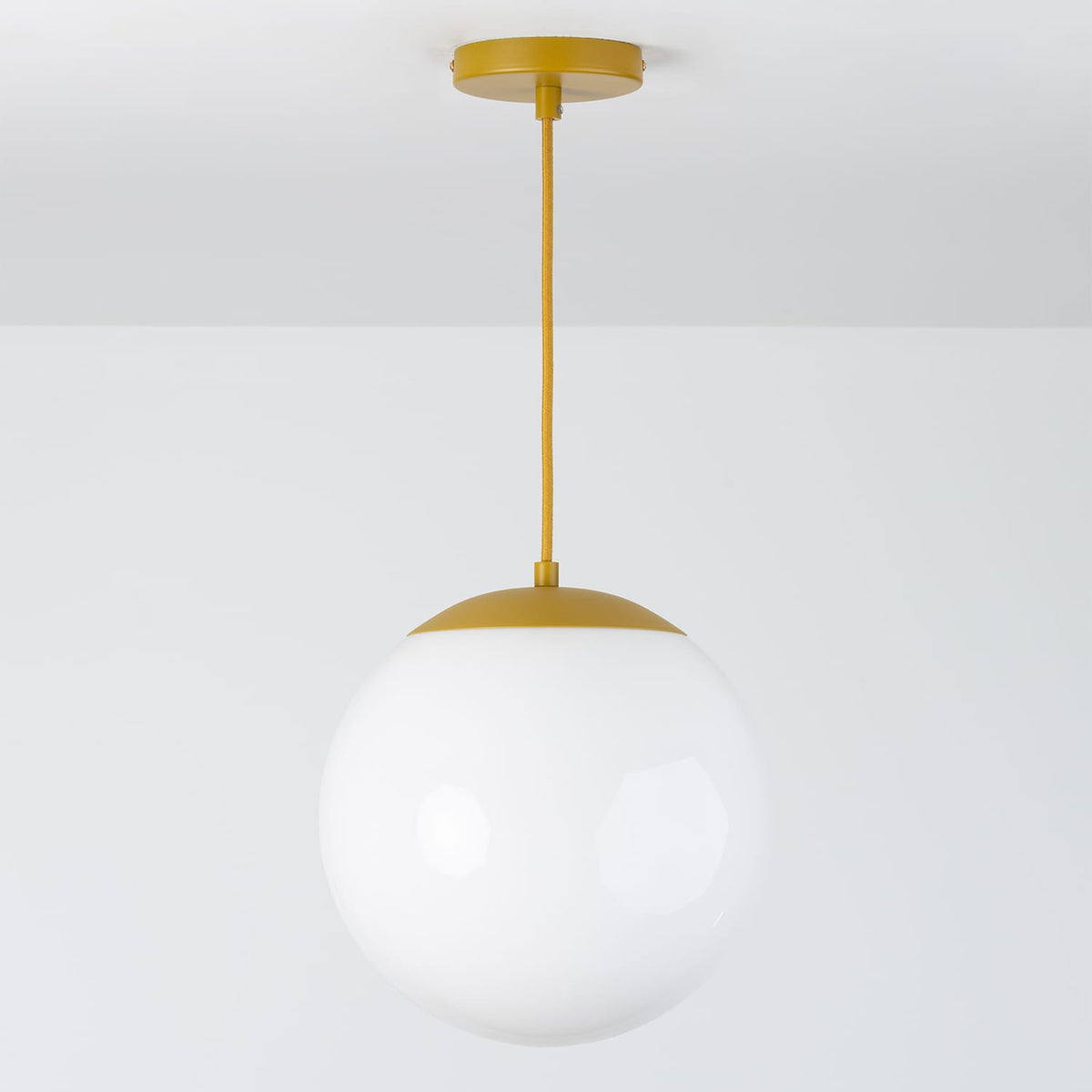 Boutique Mod Glass Globe Ceiling Pendant | 8", 10", 12" Ochre / 12in Milk