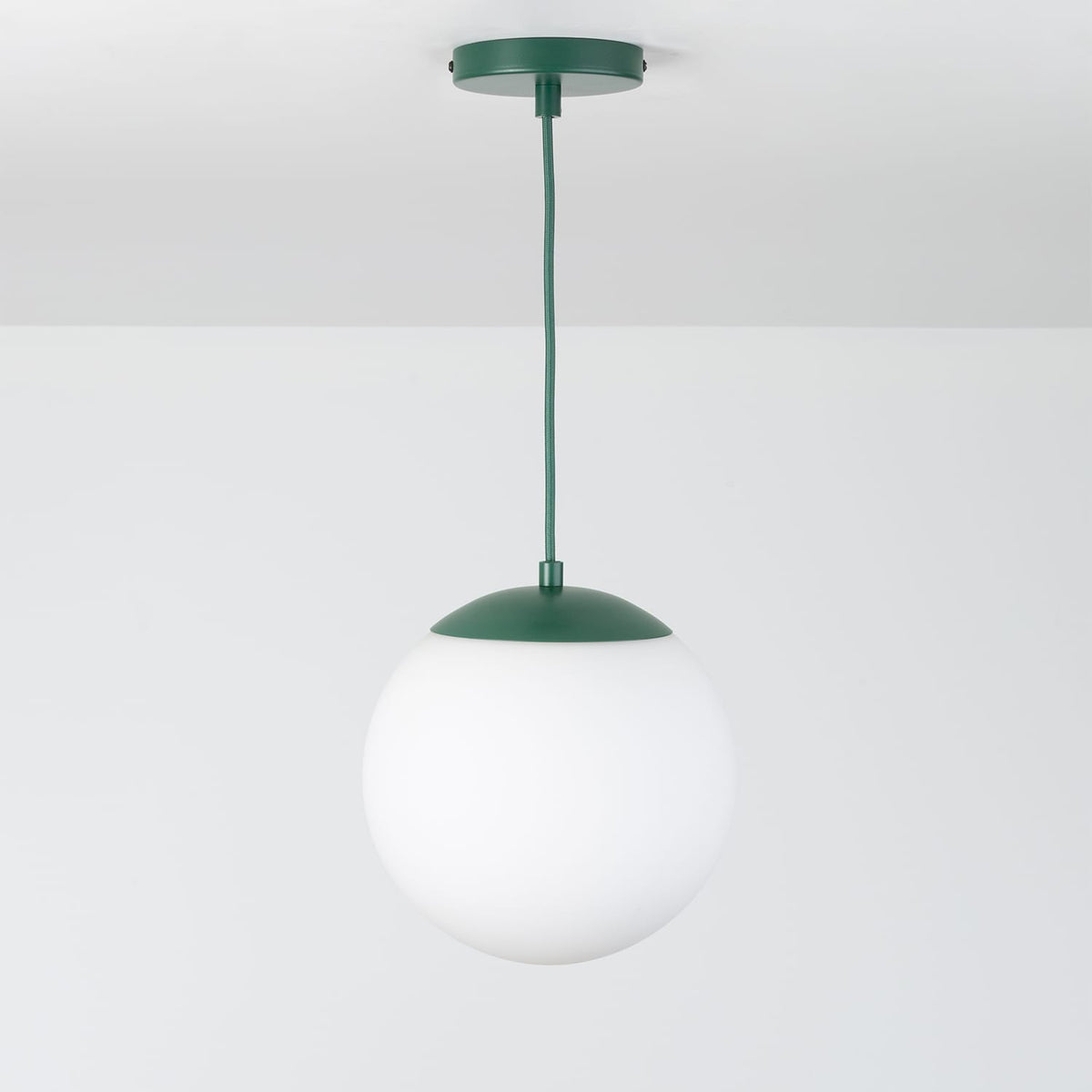Boutique Mod Glass Globe Ceiling Pendant | 8", 10", 12" Pine / 10in Matte White