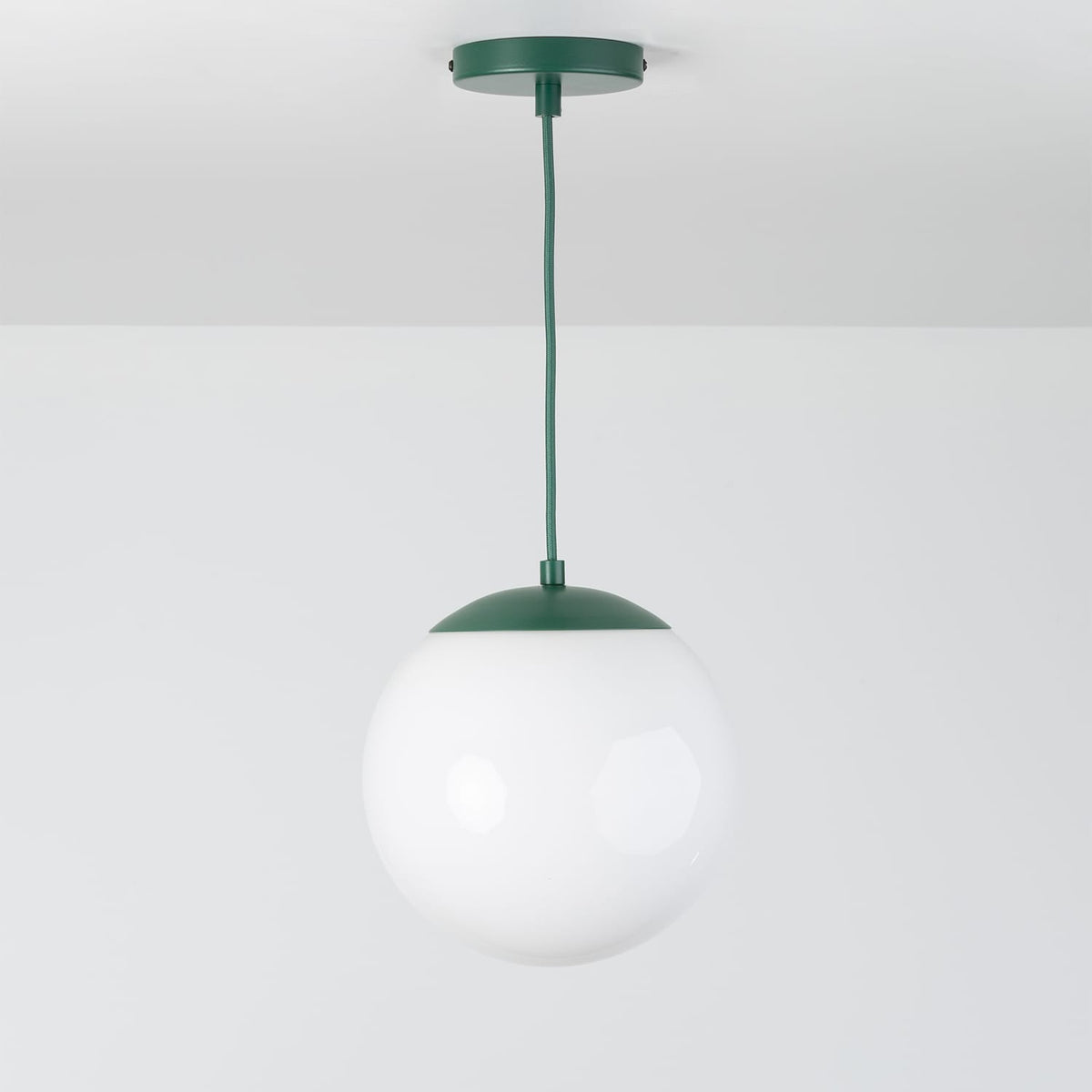 Boutique Mod Glass Globe Ceiling Pendant | 8", 10", 12" Pine / 10in Milk