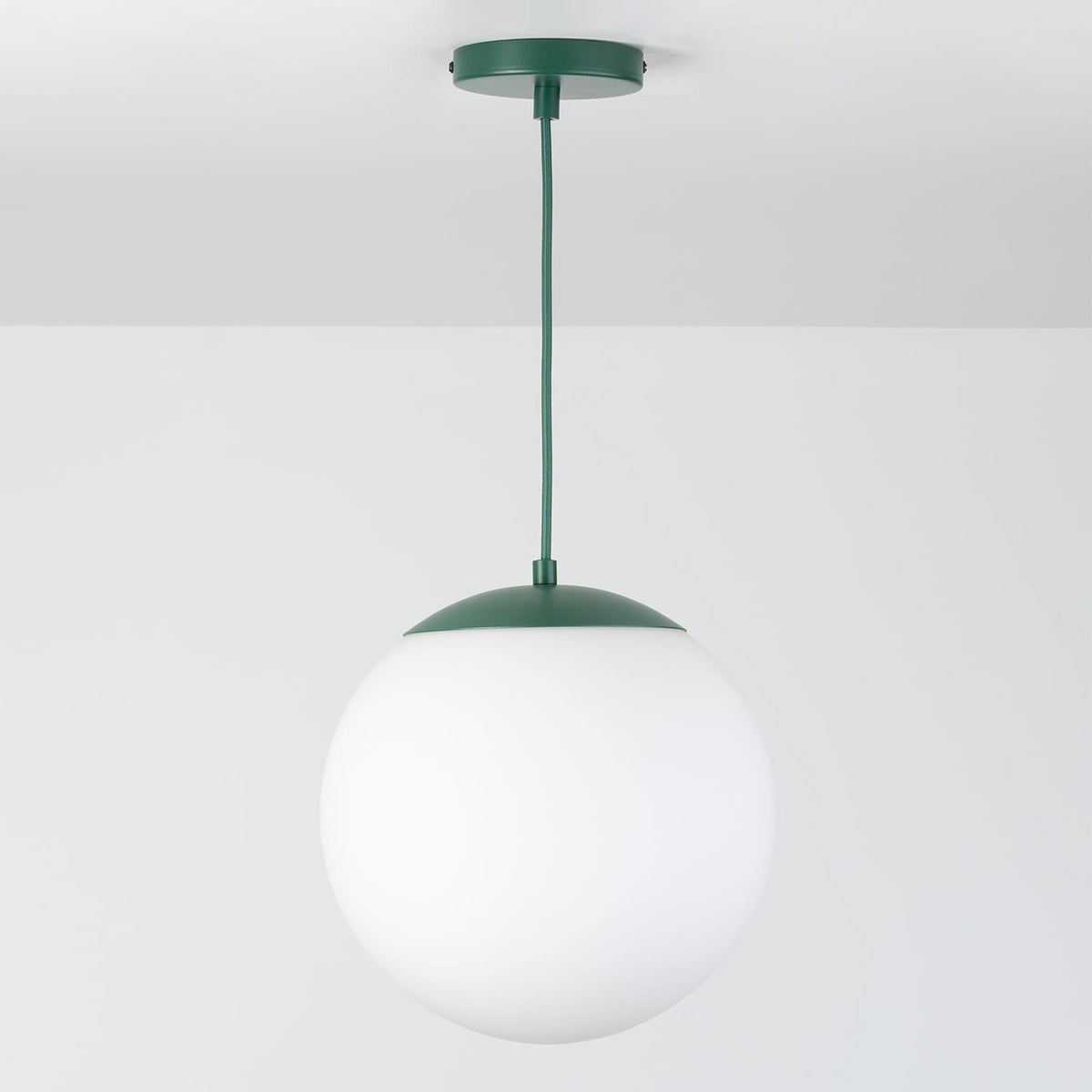Boutique Mod Glass Globe Ceiling Pendant | 8", 10", 12" Pine / 12in Matte White
