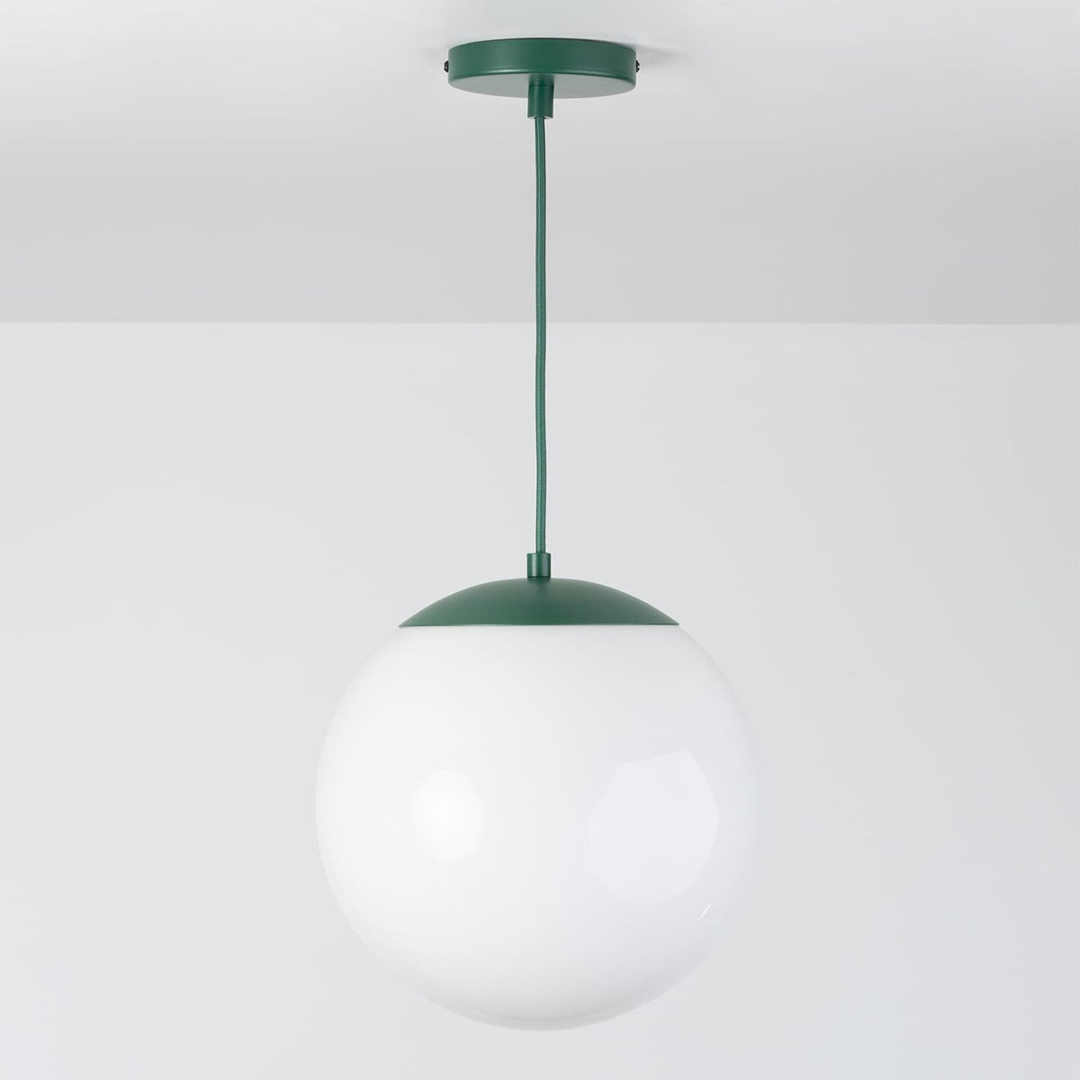 Boutique Mod Glass Globe Ceiling Pendant | 8", 10", 12" Pine / 12in Milk