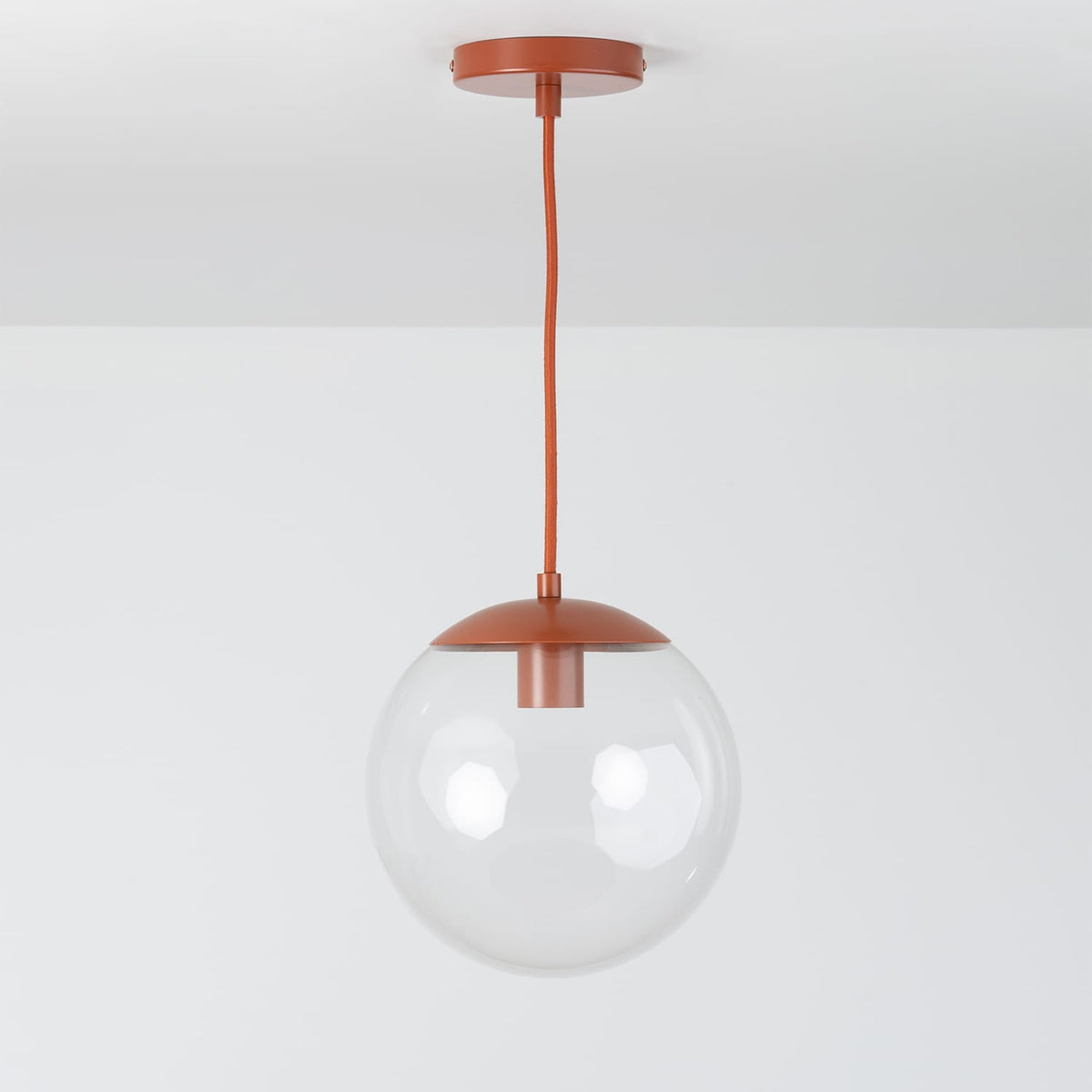 Boutique Mod Glass Globe Ceiling Pendant | 8", 10", 12" Rust / 10in Clear