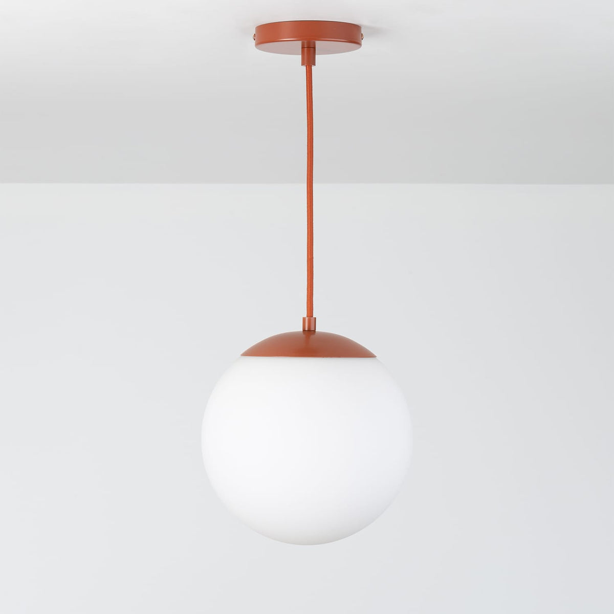 Boutique Mod Glass Globe Ceiling Pendant | 8", 10", 12" Rust / 10in Matte White