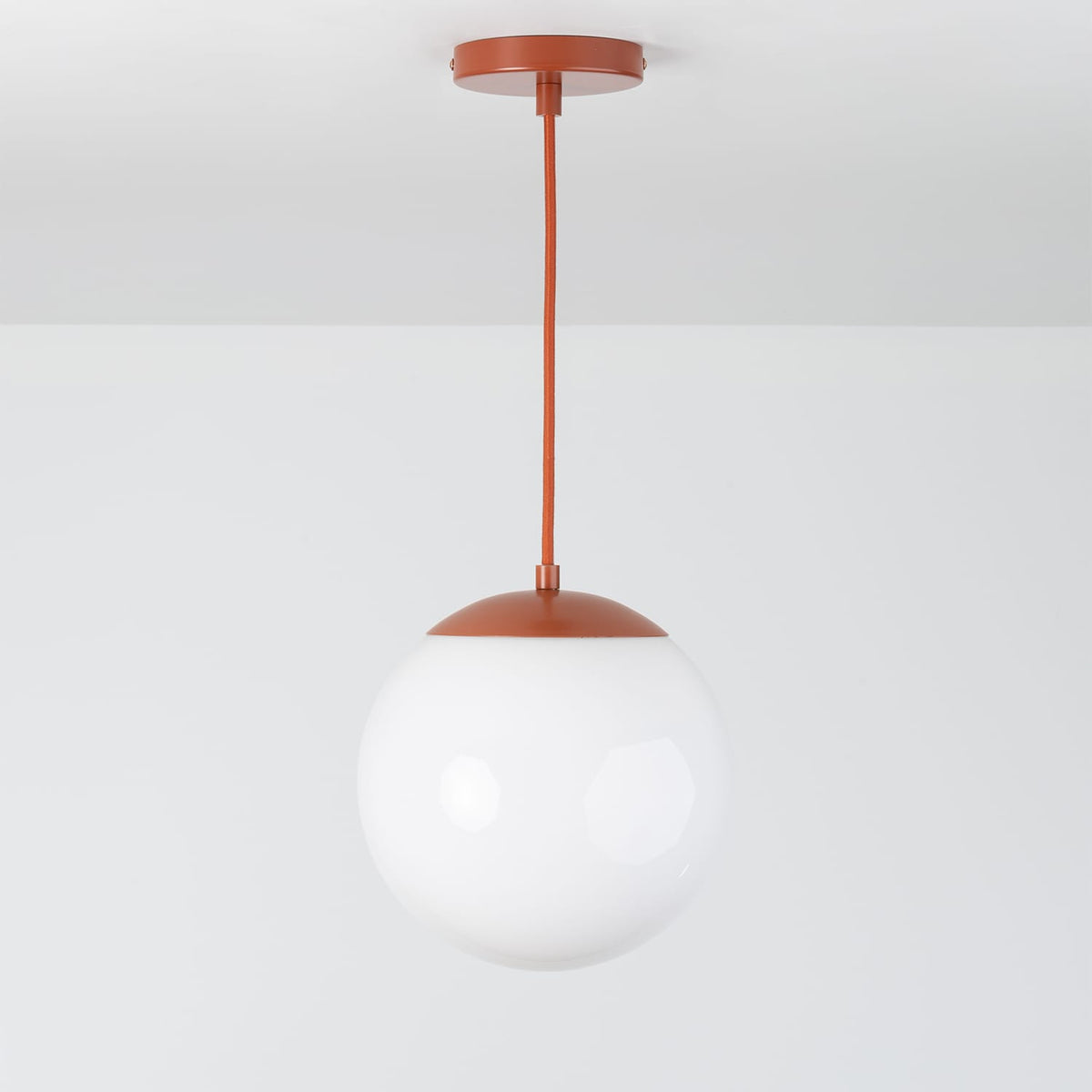 Boutique Mod Glass Globe Ceiling Pendant | 8", 10", 12" Rust / 10in Milk