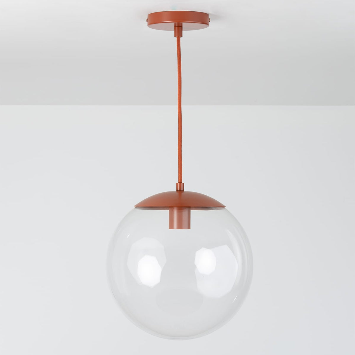 Boutique Mod Glass Globe Ceiling Pendant | 8", 10", 12" Rust / 12in Clear