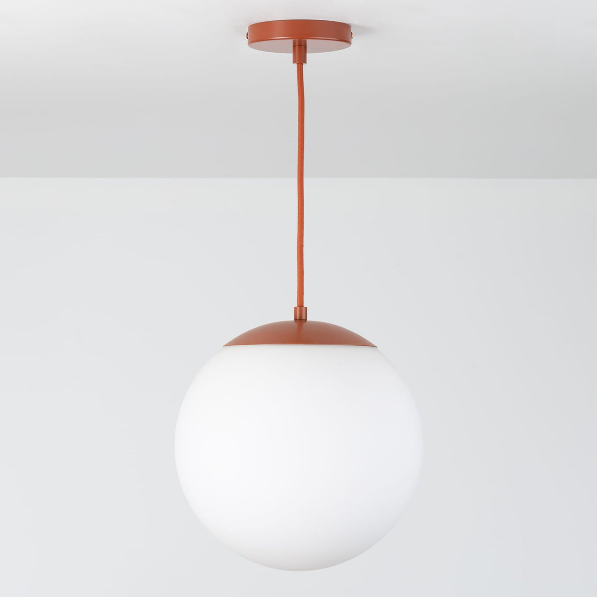 Boutique Mod Glass Globe Ceiling Pendant | 8", 10", 12" Rust / 12in Matte White