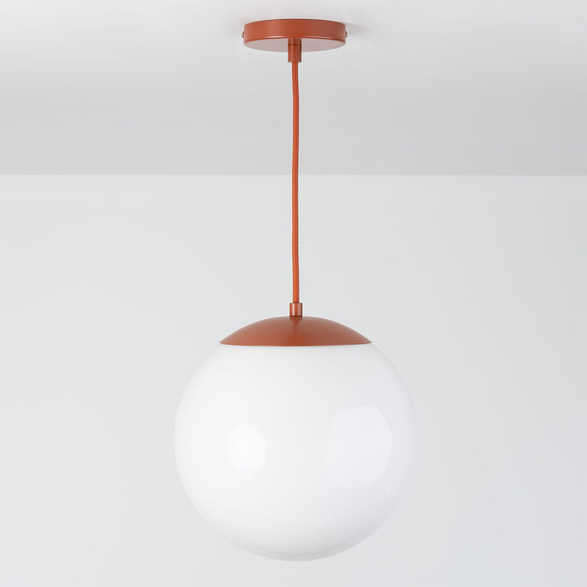 Boutique Mod Glass Globe Ceiling Pendant | 8", 10", 12" Rust / 12in Milk