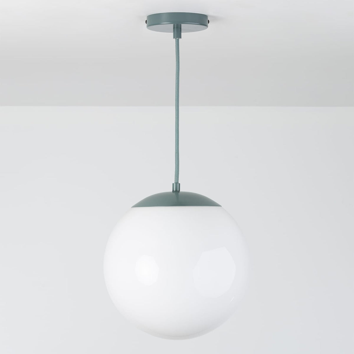 Boutique Mod Glass Globe Ceiling Pendant | 8", 10", 12" Slate / 12in Milk