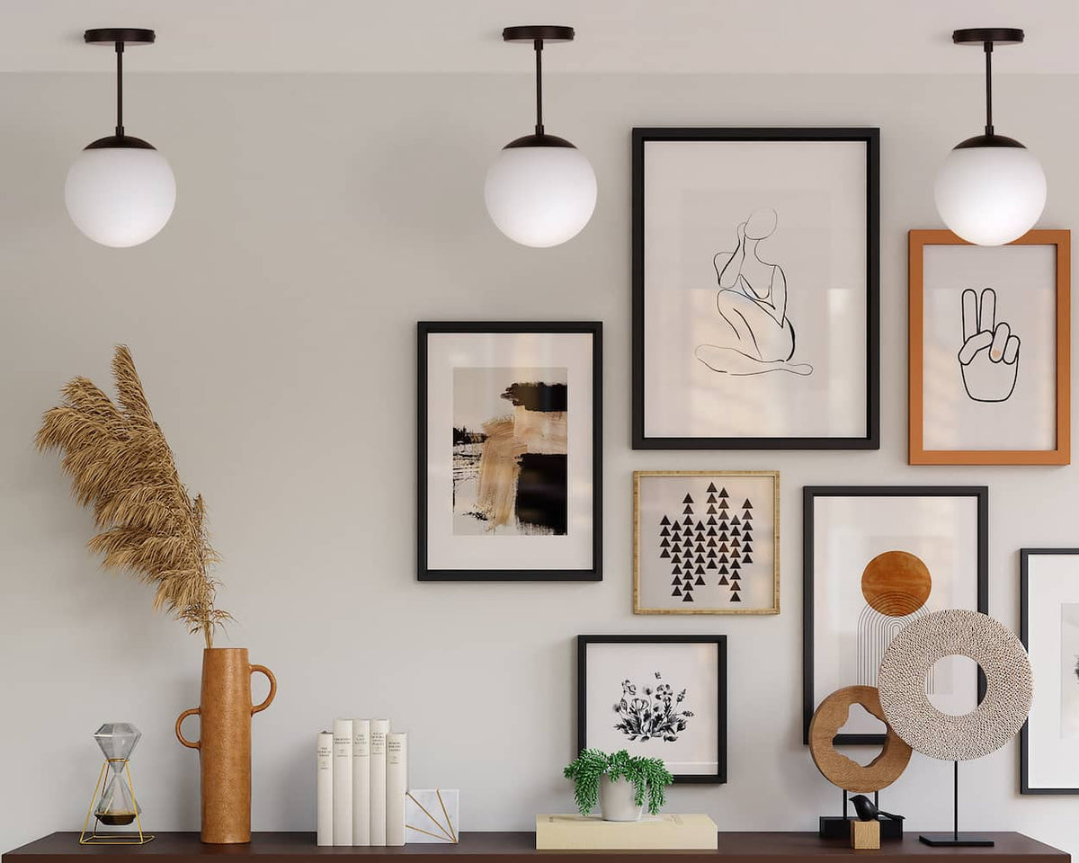 Mod Glass Globe Post Flush Mount Pendant | 6", 8", 10", 12"