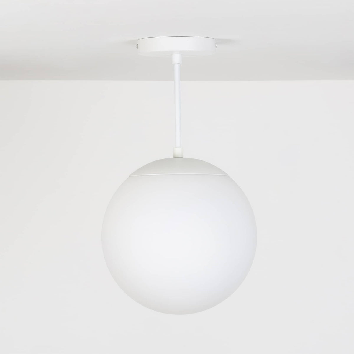 Mod Glass Globe Post Flush Mount Pendant | 6", 8", 10", 12" White / 6 Inch / 10in Matte White