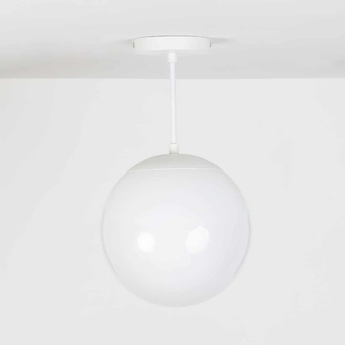 Mod Glass Globe Post Flush Mount Pendant | 6", 8", 10", 12" White / 6 Inch / 10in Milk