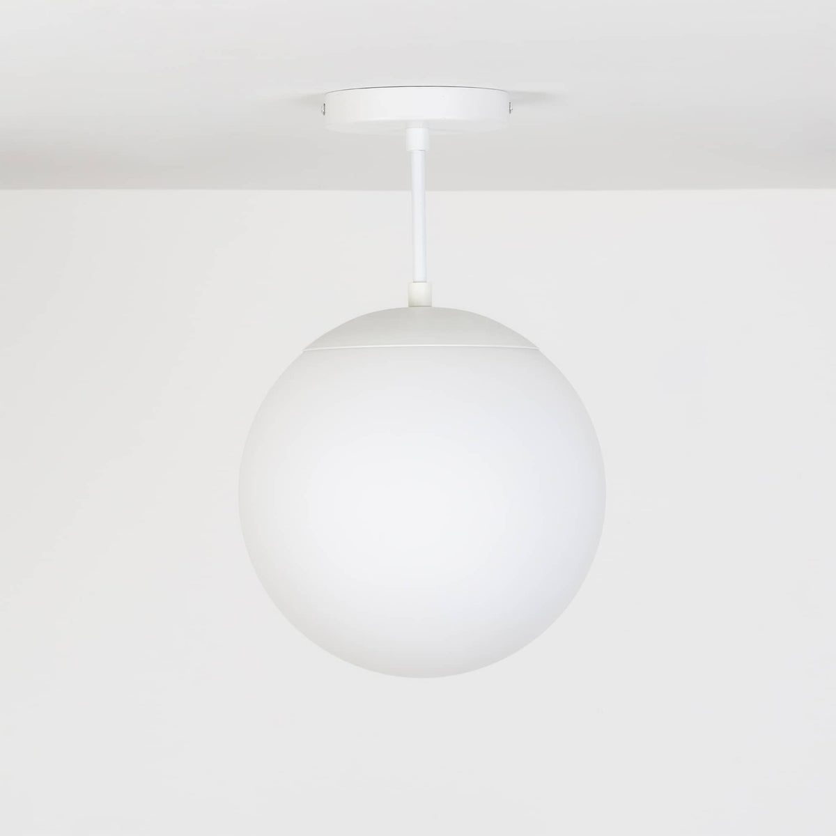 Mod Glass Globe Post Flush Mount Pendant | 6", 8", 10", 12" White / 4 Inch / 10in Matte White