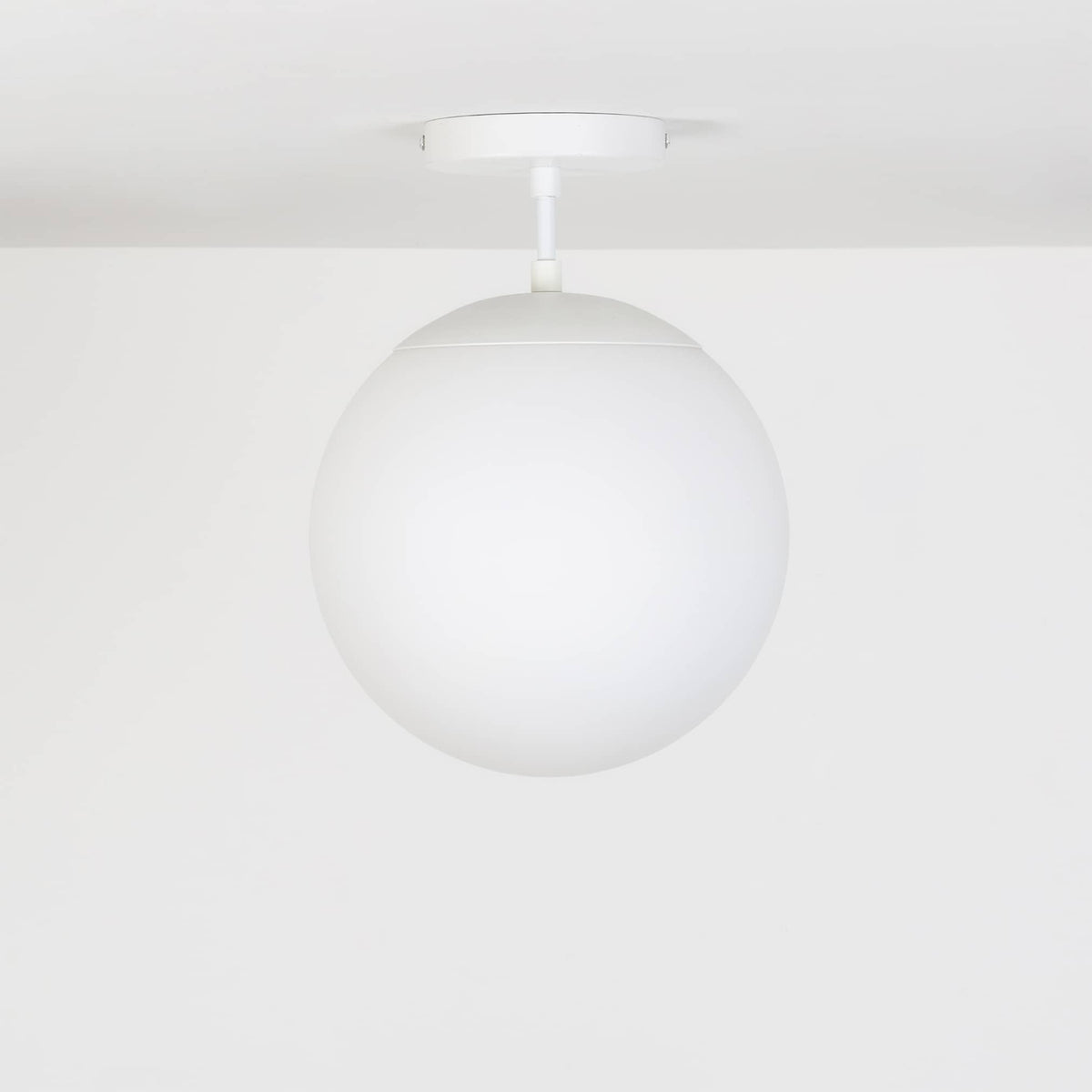 Mod Glass Globe Post Flush Mount Pendant | 6", 8", 10", 12" White / 2 Inch / 10in Matte White