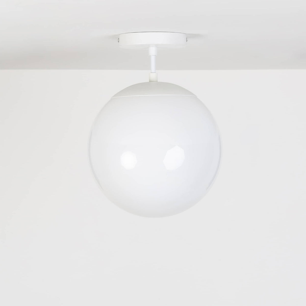 Mod Glass Globe Post Flush Mount Pendant | 6", 8", 10", 12" White / 2 Inch / 10in Milk